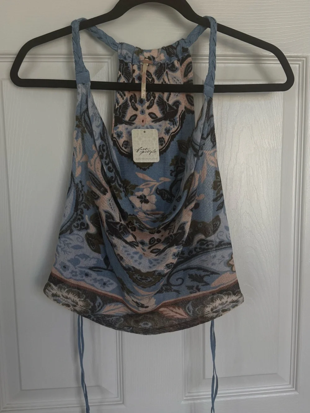 NWT Free People Laila Cowl Neck Tank Top Bayou Combo💙🩵 - Picture 1 of 9